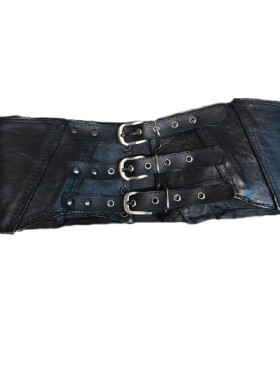 Δερμάτινη ζώνη "κορσες", με 3 λουράκια