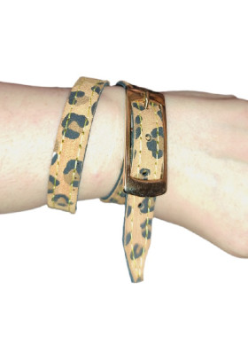 Λουράκι δερμάτινο λεοπαρ + πορτοφολακι δωρο