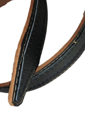 Μαυρή πολυ χοντρη δερμάτινη ζωνη με μπεζ γαζι