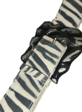 Ζέβρα τυπωμα, ασπρομαυρη δερμάτινη ζωνη